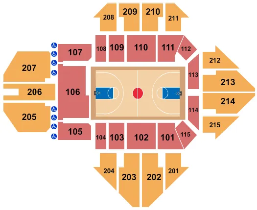 seating chart for Finneran Pavilion - Basketball - eventticketscenter.com