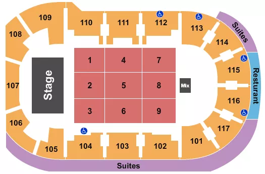 seating chart for LECOM Events Center - Disney Jr. - eventticketscenter.com