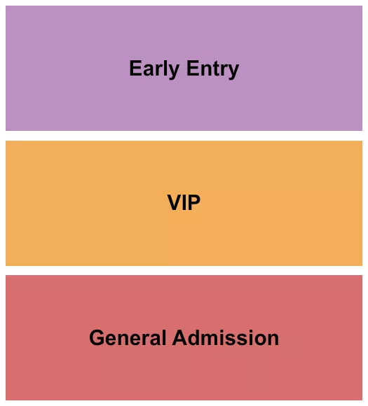 GA/VIP/Early Entry Seating Chart at First Assembly of God. The chart shows the main floor/stage with seating options surrounding it, which are color coded