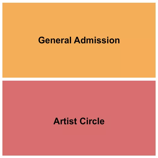 GA/Artist Circle Seating Chart at First Baptist Church. The chart shows the main floor/stage with seating options surrounding it, which are color coded