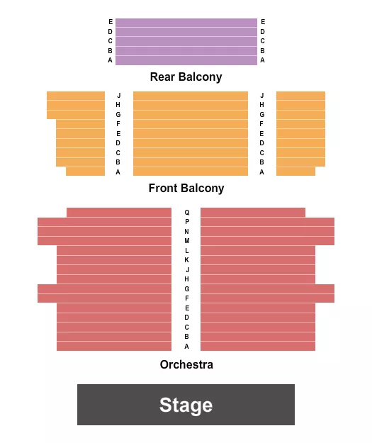 Endstage Seating Chart at First Congregational Church of Berkeley. The chart shows the main floor/stage with seating options surrounding it, which are color coded