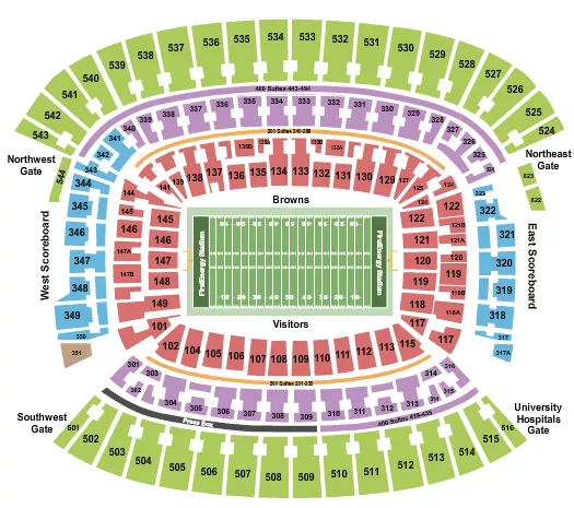 seating chart for Cleveland Browns Stadium - Football NO VFS - eventticketscenter.com