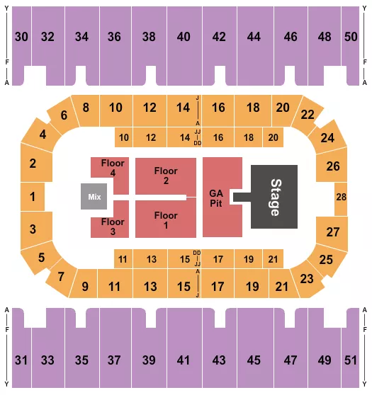 seating chart for First Interstate Arena - Cody Johnson - eventticketscenter.com