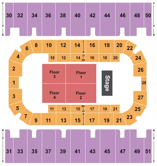 seating chart for First Interstate Arena - Endstage 3 - eventticketscenter.com