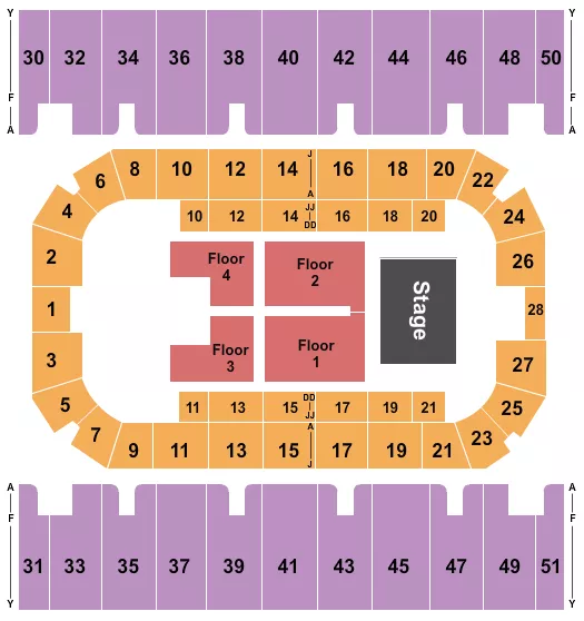 seating chart for First Interstate Arena - Endstage 5 - eventticketscenter.com