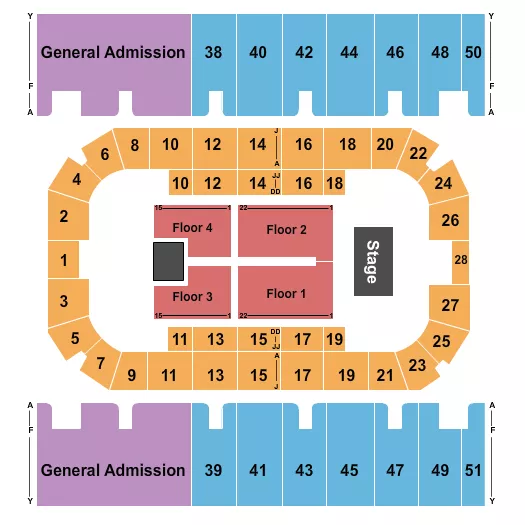 seating chart for First Interstate Arena - Endstage 6 - eventticketscenter.com
