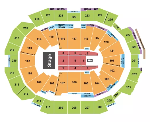 seating chart for Fiserv Forum - Endstage 1-9 - eventticketscenter.com