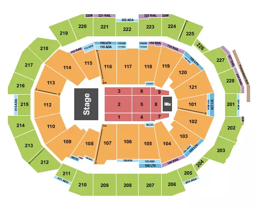 seating chart for Fiserv Forum - Endstage 9 - eventticketscenter.com