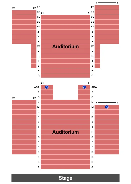 seating chart for Flickinger Center for the Performing Arts - Endstage - eventticketscenter.com