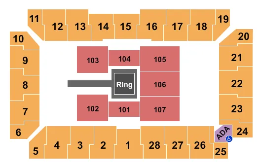 seating chart for Visions Veterans Memorial Arena - WWE - eventticketscenter.com