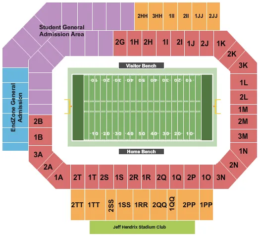 seating chart for Floyd Stadium - Football 2 - eventticketscenter.com