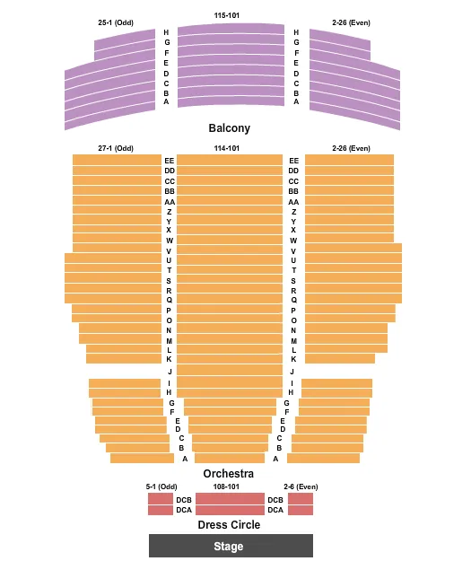 seating chart for Flynn Center for the Performing Arts - End Stage - eventticketscenter.com