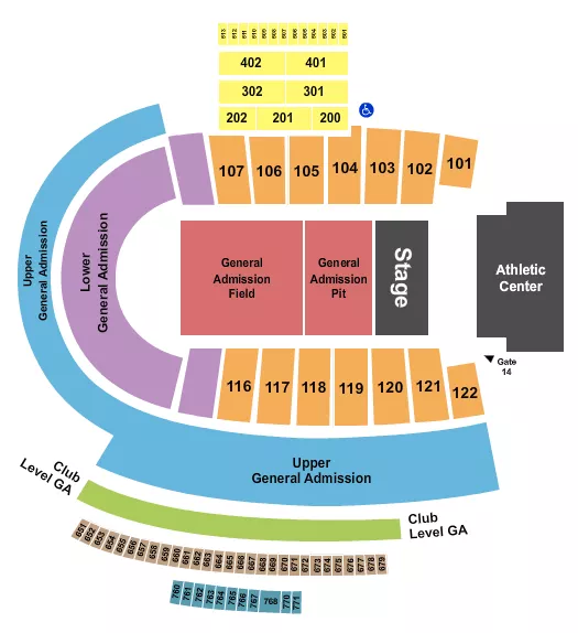 seating chart for Folsom Field - Endstage GA Pit - eventticketscenter.com