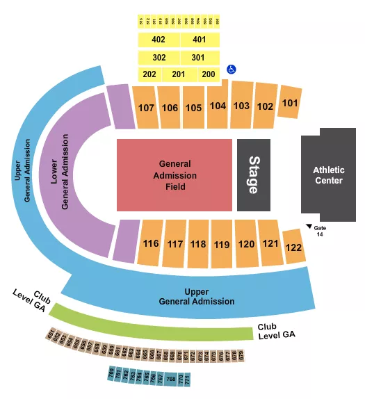 seating chart for Folsom Field - GA Field/GA Lower/GA Upper - eventticketscenter.com