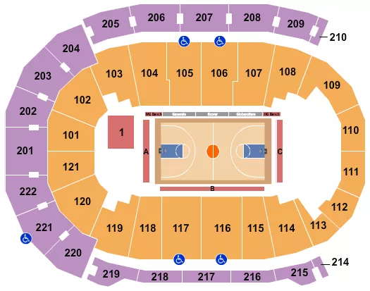 seating chart for Ford Center - IN - Basketball - Globetrotters - eventticketscenter.com