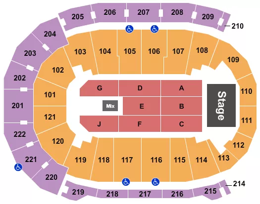 seating chart for Ford Center - IN - Endstage 5 - eventticketscenter.com