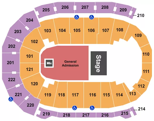 seating chart for Ford Center - IN - Endstage GA Floor 2 - eventticketscenter.com