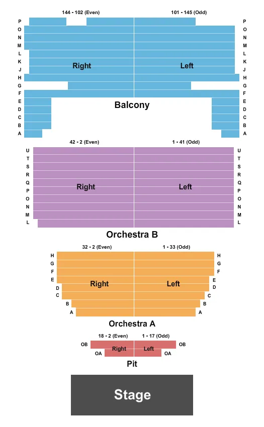 seating chart for Ford Community Performing Arts Center - Endstage - eventticketscenter.com