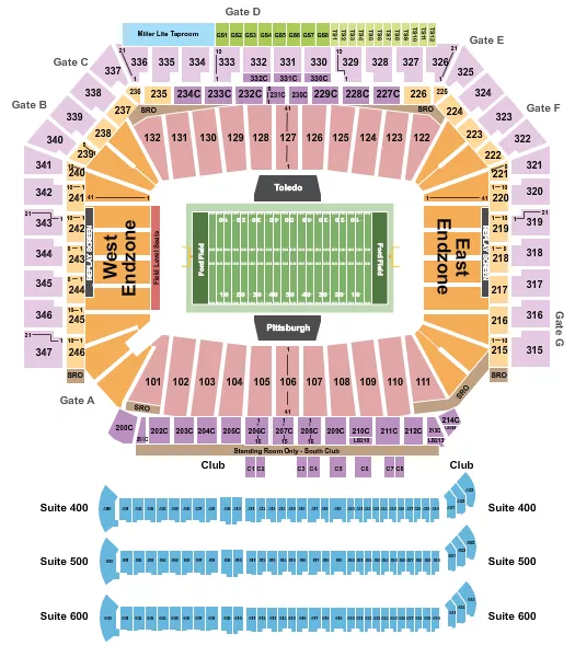 seating chart for Ford Field - Football - Bowl Game - eventticketscenter.com