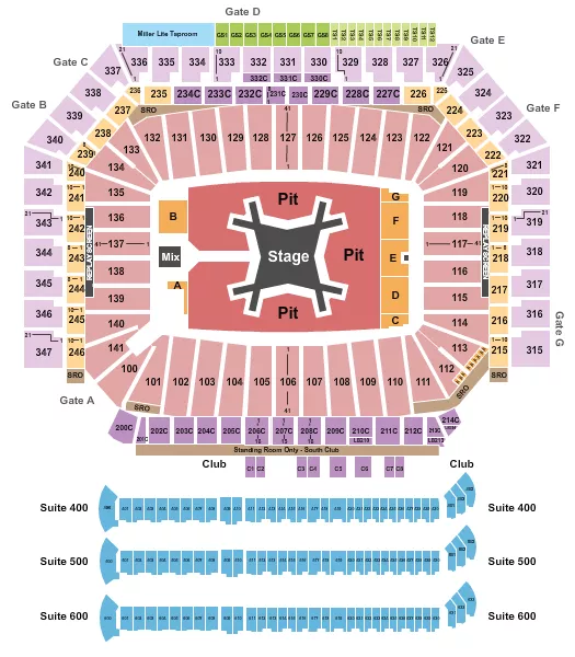 seating chart for Ford Field - Luke Combs - eventticketscenter.com