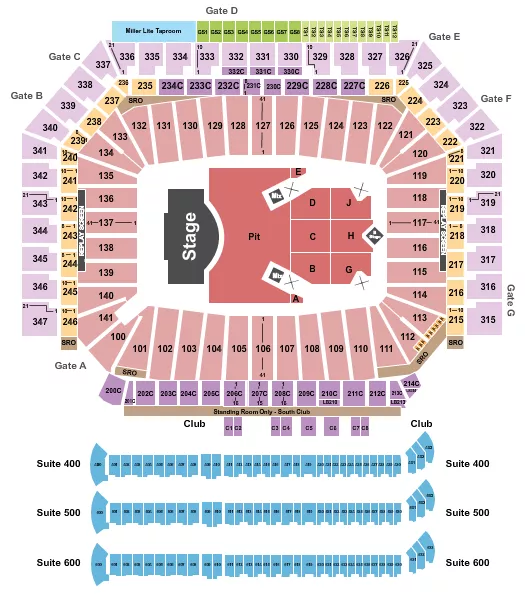 seating chart for Ford Field - Zach Bryan - eventticketscenter.com