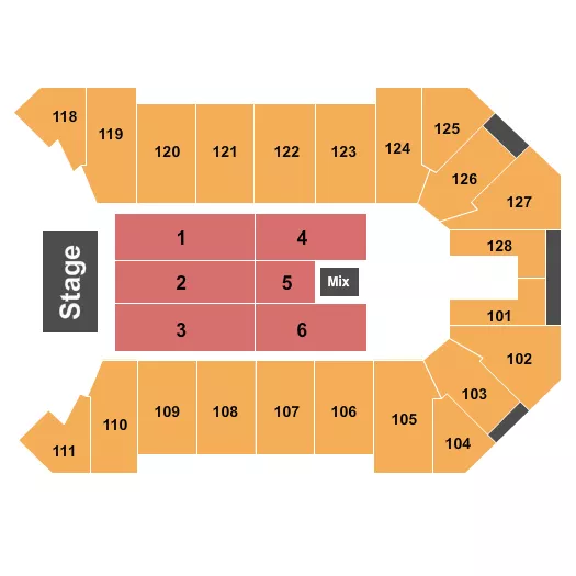 seating chart for Ford Park Arena - Endstage 5 - eventticketscenter.com