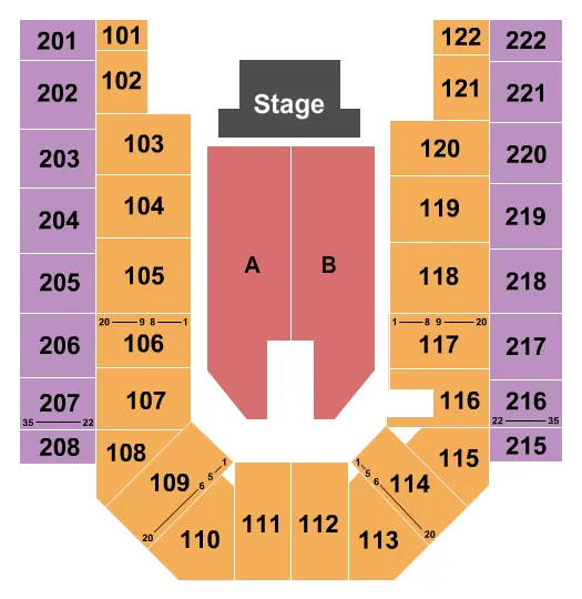 seating chart for Ford Wyoming Center - Endstage 2 - eventticketscenter.com