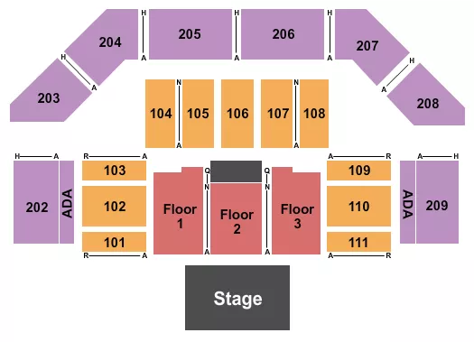 seating chart for Forum River Center Arena - Endstage - RSV Bleacher - eventticketscenter.com