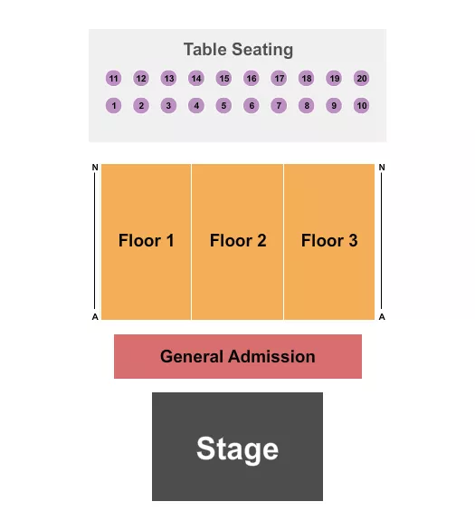seating chart for Forum River Center Arena - Endstage Tables with GA - eventticketscenter.com