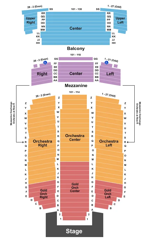 seating chart for Fox Performing Arts Center - Endstage 4 - eventticketscenter.com