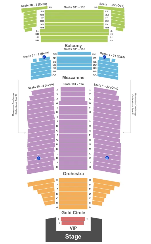 seating chart for Fox Performing Arts Center - End Stage - eventticketscenter.com