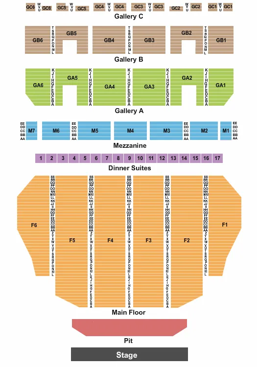 seating chart for Fox Theatre - Detroit - Endstage GA Pit - eventticketscenter.com
