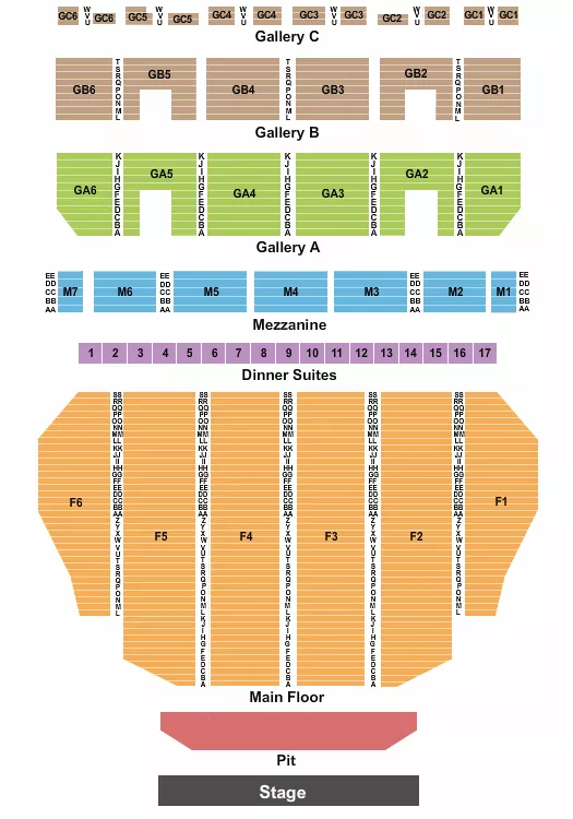 seating chart for Fox Theatre - Detroit - Endstage GA Pit - eventticketscenter.com