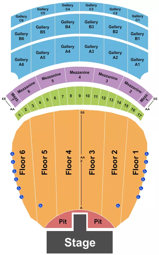 seating chart for Fox Theatre - Detroit - Endstage Pit with Catwalk - eventticketscenter.com
