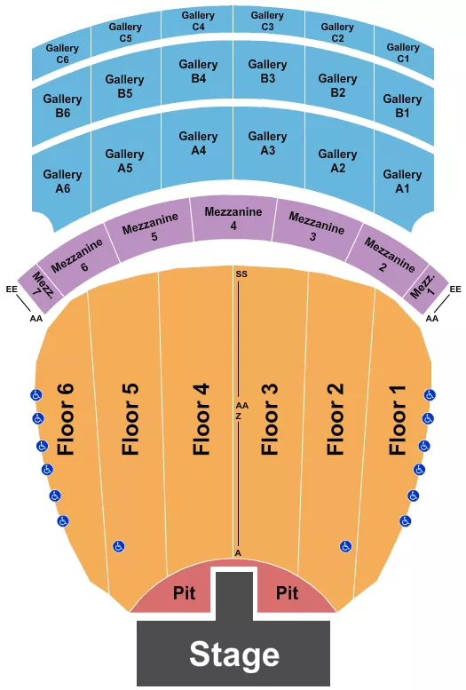 seating chart for Fox Theatre - Detroit - Endstage Pit with Catwalk - eventticketscenter.com