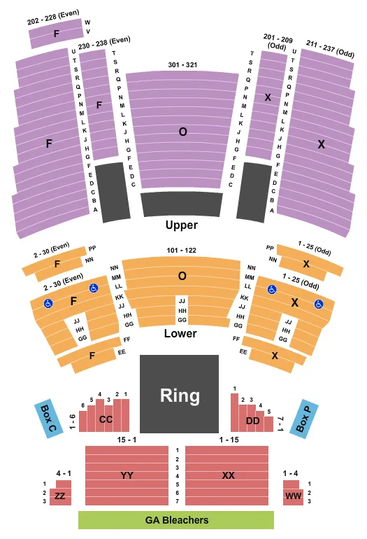seating chart for Great Cedar Showroom at Foxwoods - Boxing - eventticketscenter.com