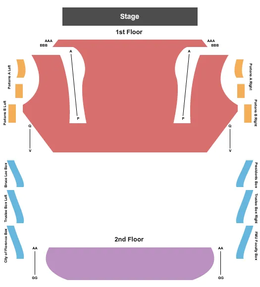seating chart for Mainstage at Francis Marion University Performing Arts Center - End Stage - eventticketscenter.com