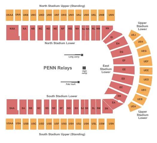 seating chart for Franklin Field - PA - Penn Relays - eventticketscenter.com