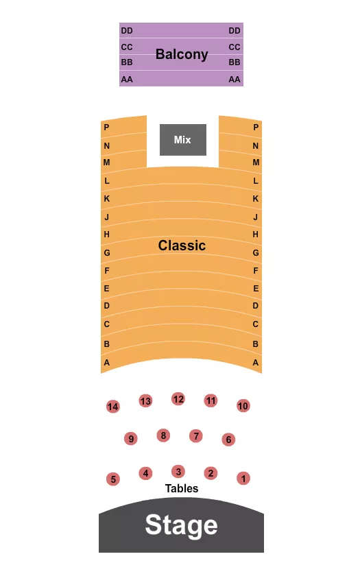 seating chart for Franklin Theatre - TN - End Stage - eventticketscenter.com