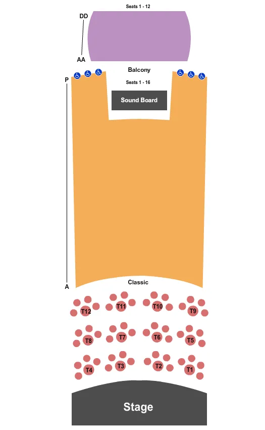 seating chart for Franklin Theatre - TN - End Stage - eventticketscenter.com