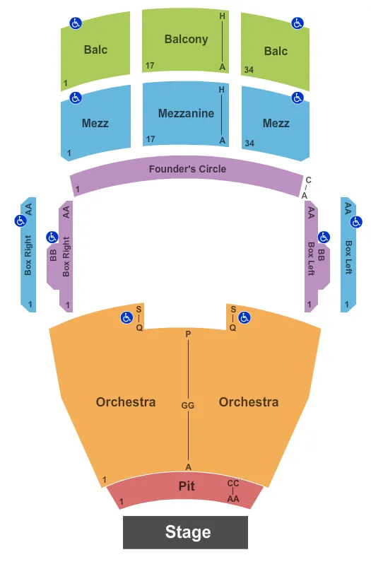 seating chart for Fred Kavli Theatre At Bank Of America Performing Arts Center - End Stage - eventticketscenter.com