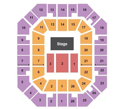 seating chart for Freedom Hall Civic Center - TN - End Stage 3 - eventticketscenter.com