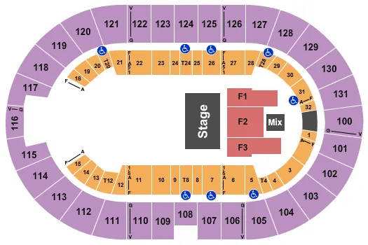 seating chart for Freeman Coliseum - End Stage Half House - eventticketscenter.com