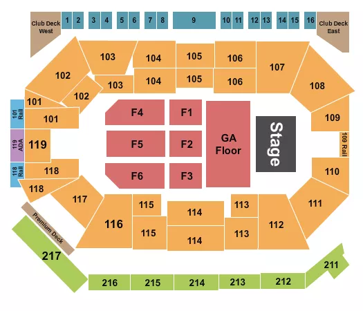 seating chart for Frontwave Arena - Endstage GA Floor/RSV Floor - eventticketscenter.com
