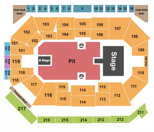 seating chart for Frontwave Arena - Endstage Pit - eventticketscenter.com