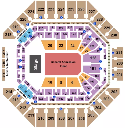seating chart for Frost Bank Center - End Stage with GA Floor - eventticketscenter.com