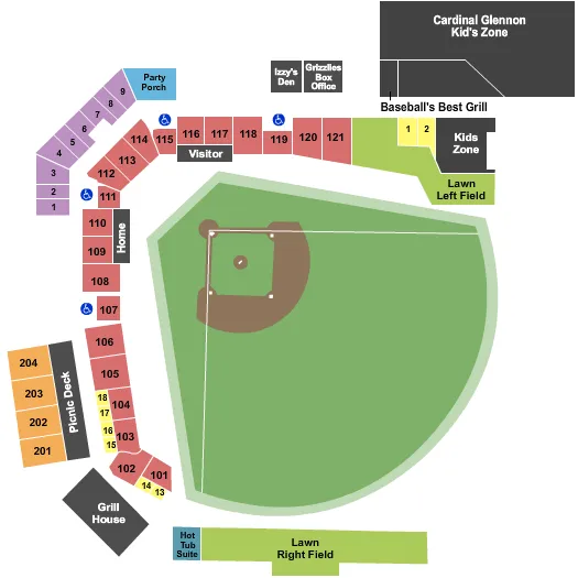 seating chart for Grizzlies Ballpark - Baseball - eventticketscenter.com
