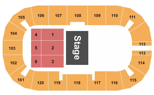 seating chart for GFL Memorial Gardens - HalfHouse Flr 1-6 - eventticketscenter.com