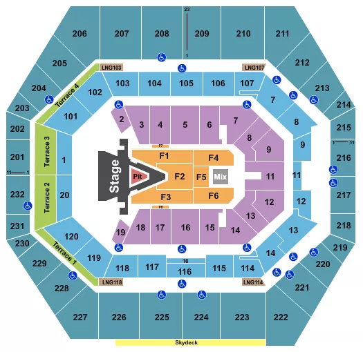 seating chart for Gainbridge Fieldhouse - Aerosmith 2023 - eventticketscenter.com