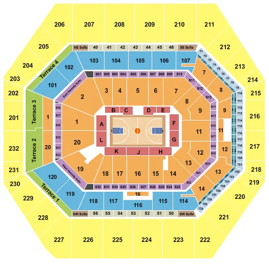 seating chart for Gainbridge Fieldhouse - Basketball 2 - eventticketscenter.com